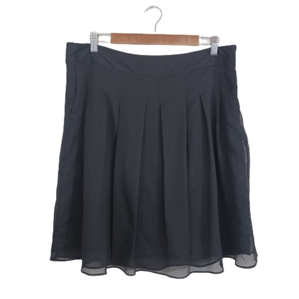 APOSTROPHE Black A Line Pleated Mini Skirt Size 14